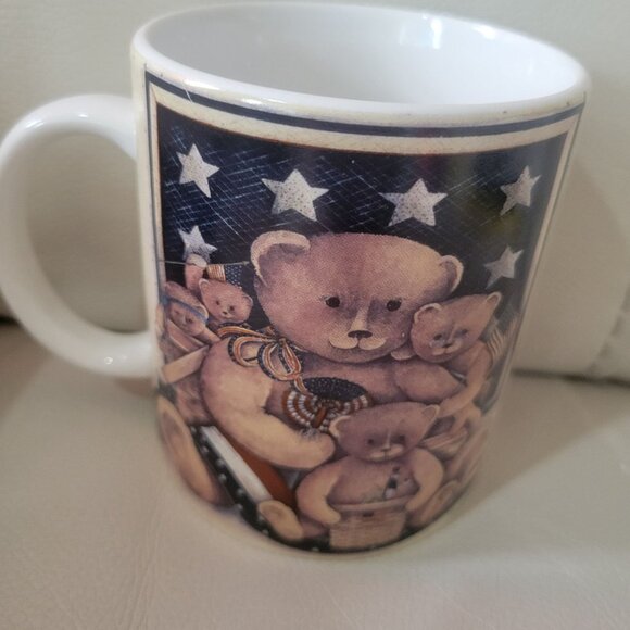 Vintage Teddy Bear Coffee Mug  by Pat Richter America We Love  Original Art Mug - Picture 5 of 11